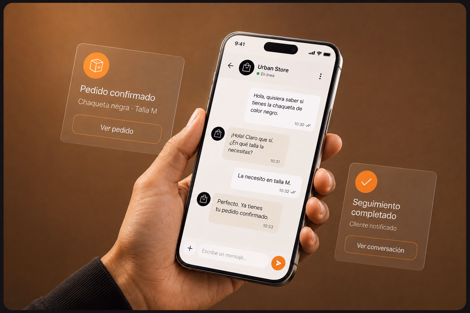 Lohtu Assistant gestionando una conversación, confirmando un pedido y completando el seguimiento